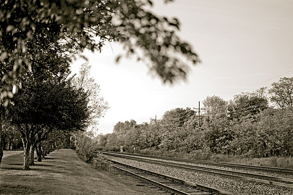 A bike and foot path frequented by students parallels the Metra train tracks in Lake Forest.