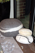 River rock ottomans