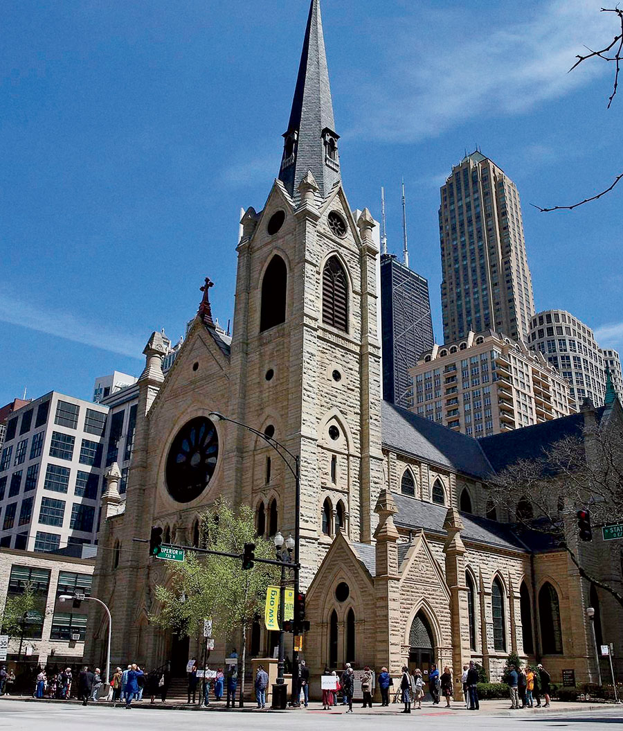 Holy Name Cathedral, made of Joliet-Lemont limestone