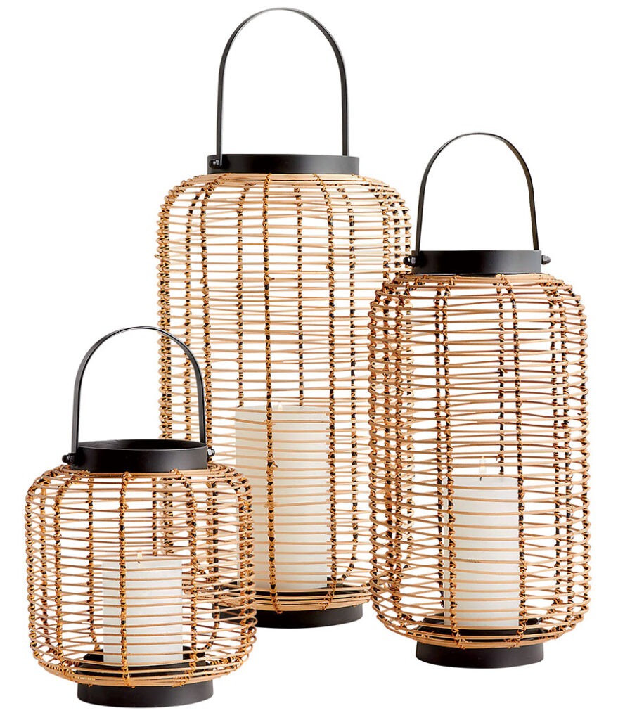 Crate & Barrel Brigton rattan outdoor lanterns