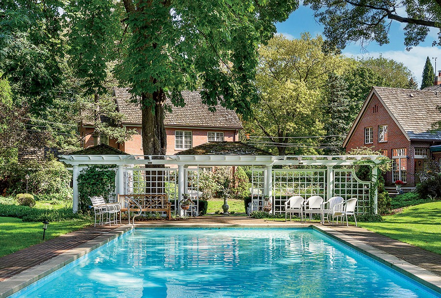 The pool area at 1233 Crain Street in Evanston