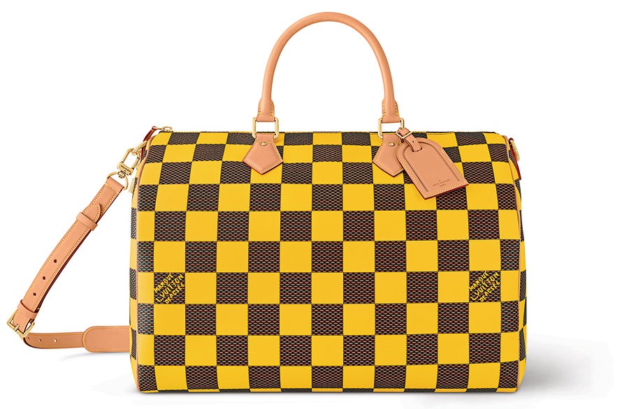 Louis Vuitton Speedy 50 Bandoulière Damier Pop coated canvas bag with leather trim and adjustable strap