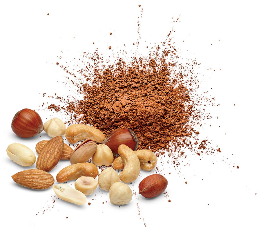 Nuts and cocoa powder