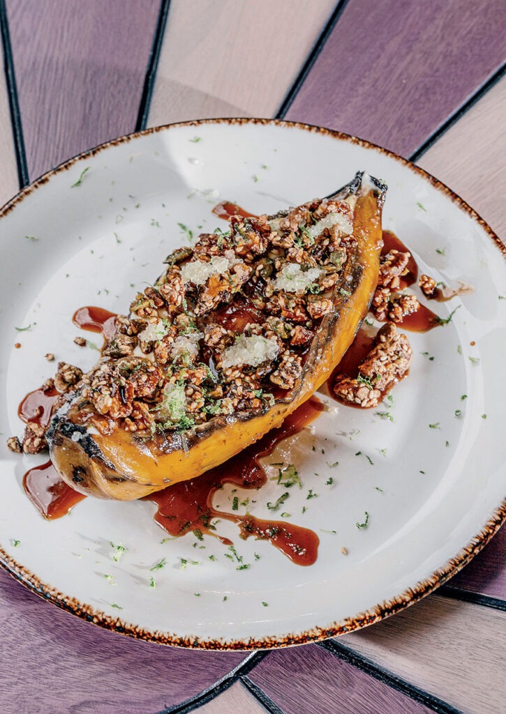 Slow-roasted plantain at Mariscos San Pedro