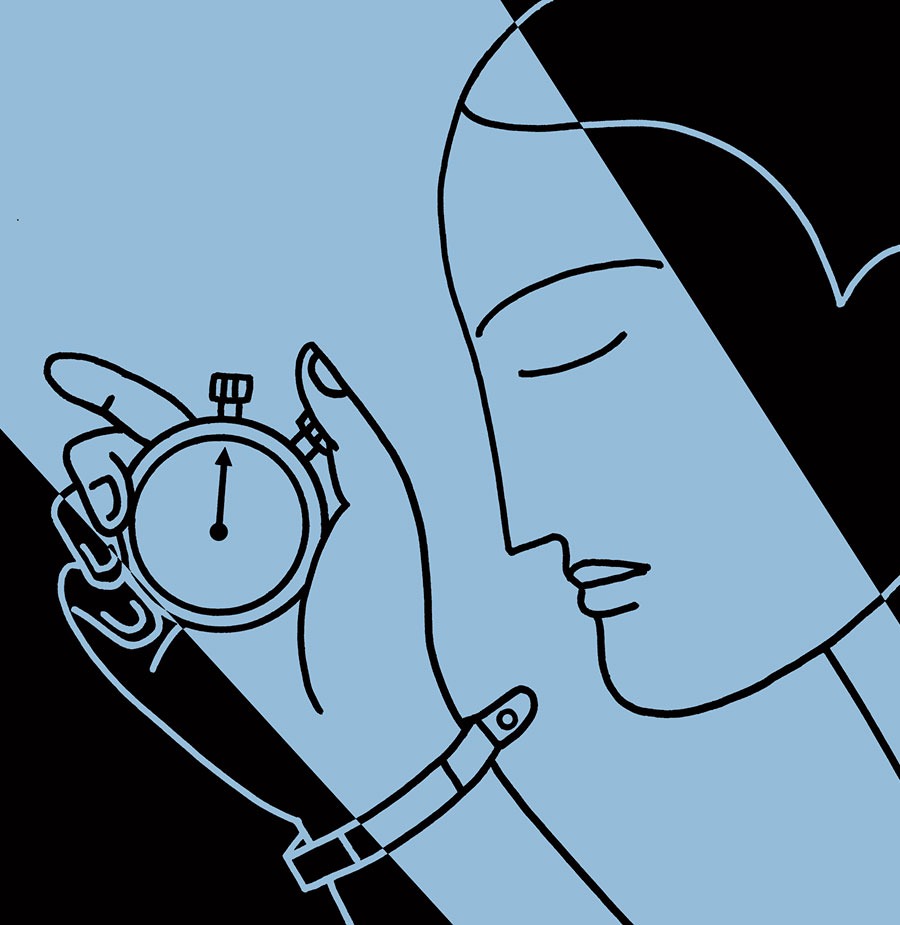 An illustration of a person holding a watch