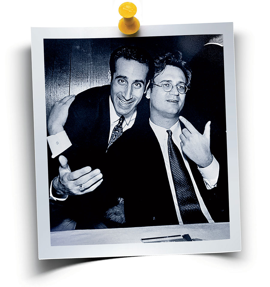 The author (left) and his mentor, Bill Zehme, in 1997, at the launch party for Zehme’s Frank Sinatra biography.