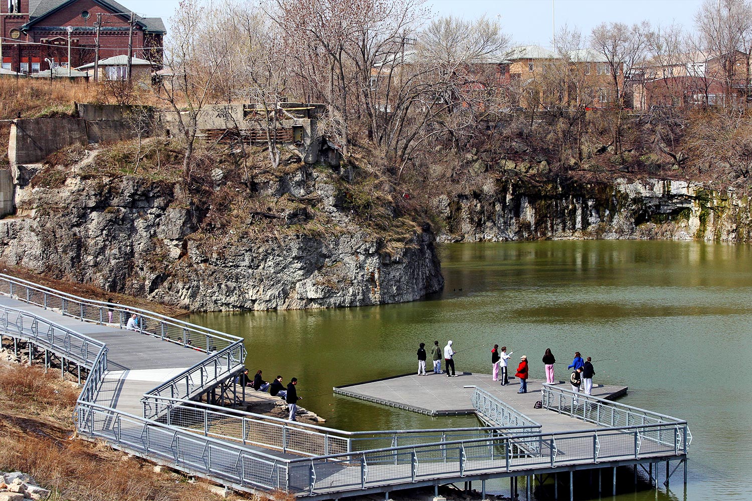 Children from Bridgeport Catholic Academy take part in a Chicago Urban Fishing Program at Henry C. Palmisano Park.