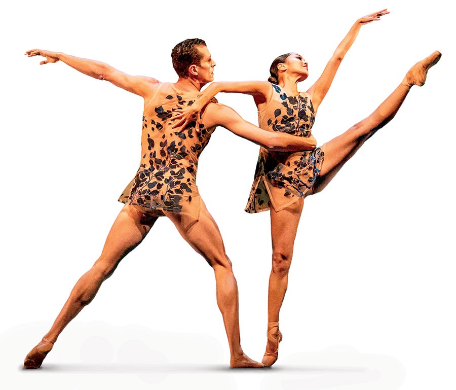 Two Joffrey Ballet performers dancing