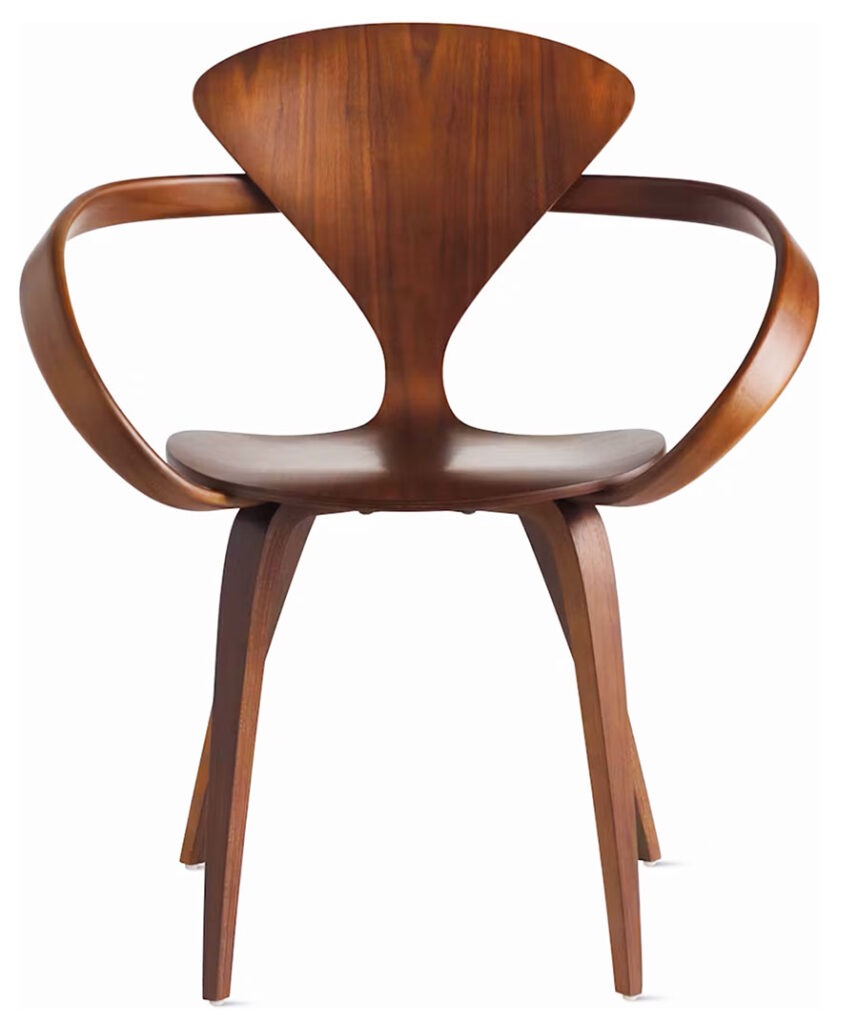 Cherner beech armchair with walnut veneer