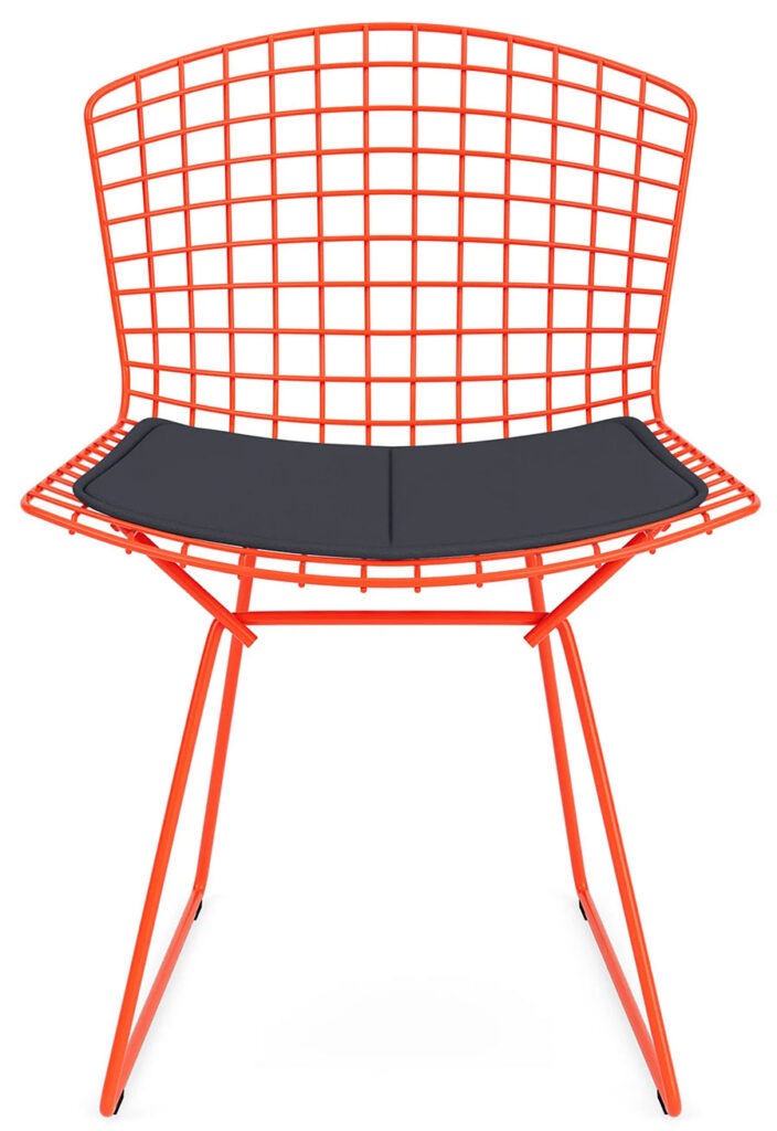 Side chair by Harry Bertoia with steel frame and foam pad