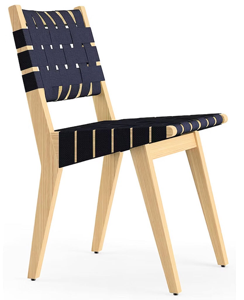 Side chair by Jens Risom for Knoll in maple with cotton straps