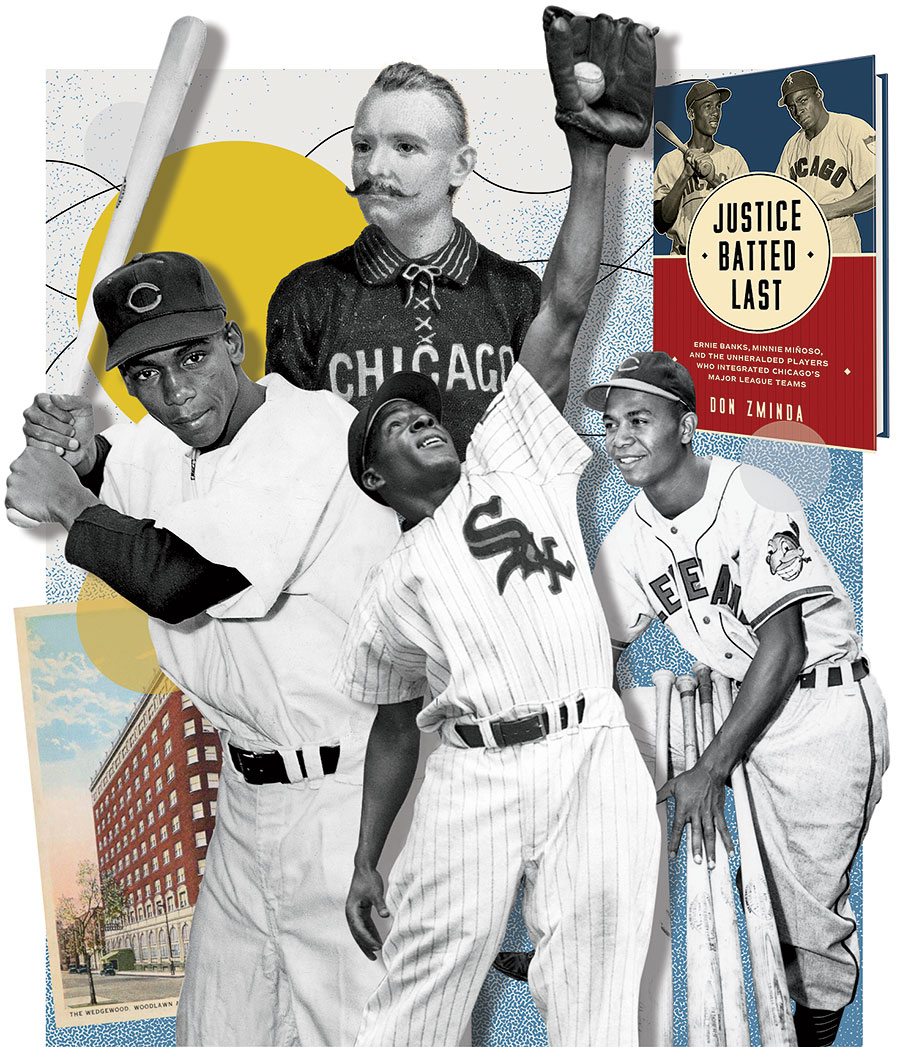 Clockwise from top: Anson, Doby, Miñoso, the Wedgewood Hotel, and Banks